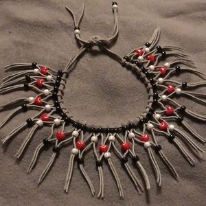Southwestern beaded/leather necklace. Quite a statement piece!
